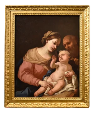 Circle of Domenico Piola, Holy Family, 1660, Oil on Canvas, Framed