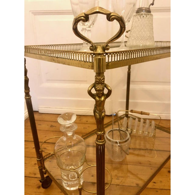 Neoclassical Tea Trolley in Brass with Angel Figurines, 1950s For Sale - Image 6 of 15