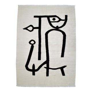 Paul Klee - Lady Apart (Dame Abseits) Inspired Silk Hand Woven Area Wall Rug 4′3″ × 5′9″ For Sale