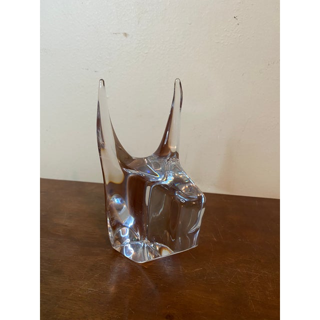 Authentic Daum France Signed Crystal Figurine Sculpture. 1970-1980 era was told by a collector it is a bull head. Looks to...