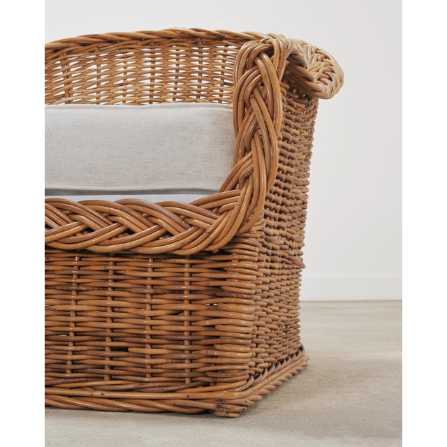 Suite of Michael Taylor Style Rattan Wicker Chairs and Sofa For Sale - Image 13 of 18