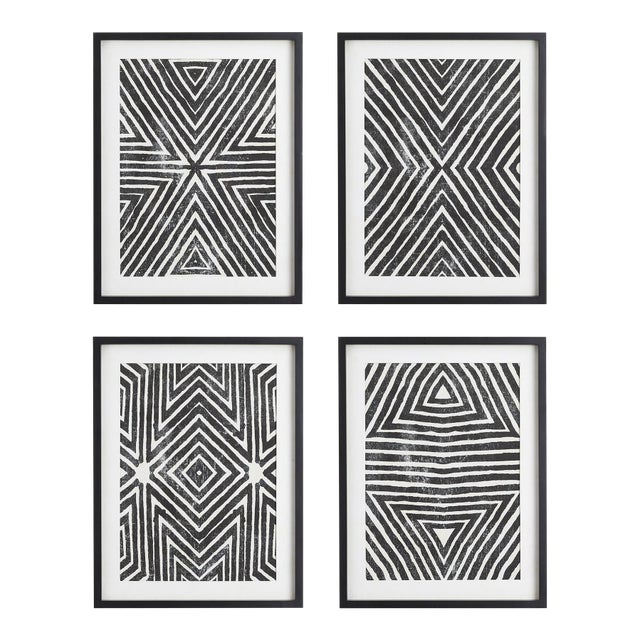 Achromatic Geometric Prints, Set of 4 For Sale