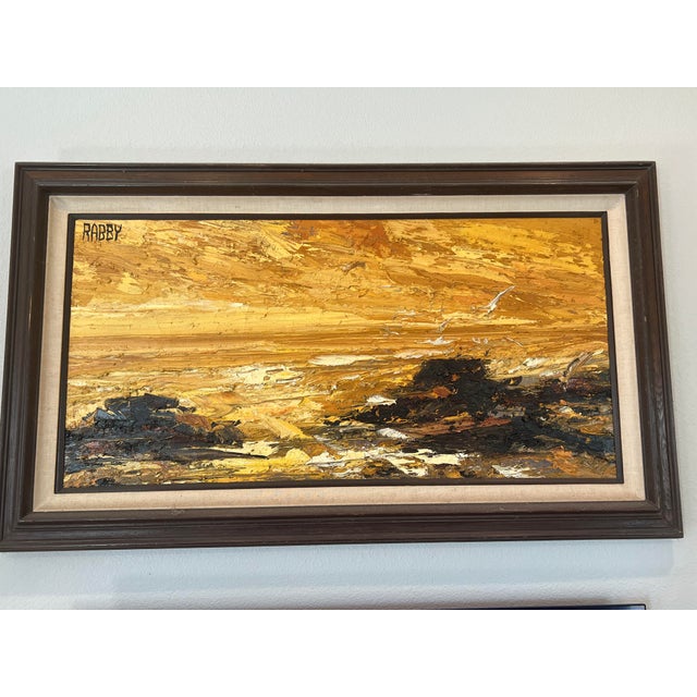 Howard Rabby “Padre Island” Oil Painting Signed 48x36 Houston 1975 For Sale - Image 4 of 7