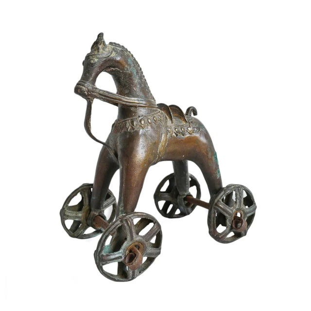 Metal Antique Bronze India Toy Horse For Sale - Image 7 of 7