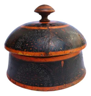 Handpainted Wooden Lacquerware Spice Box, 1950s