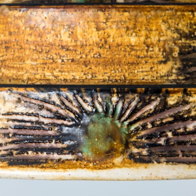 Pyramid Brown Yellow Ceramic Pendant Light, Denmark, 1970s For Sale - Image 6 of 14