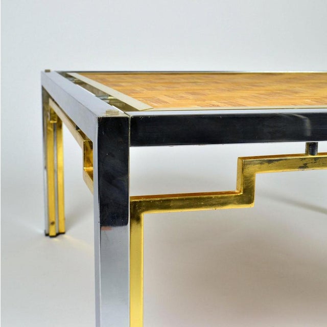 Italian Coffee Tables with Bamboo Top, Chrome and Gilded Brass Frame, 1970s, Set of 2 For Sale - Image 13 of 14