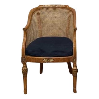 Antique Satinwood Gilt Bergère Tub Chair, 1800s For Sale
