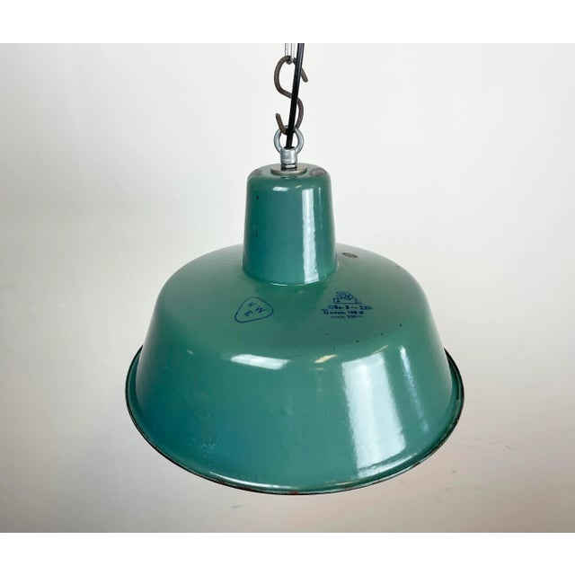 1960s Industrial Green Enamel Pendant Lamp, 1960s For Sale - Image 5 of 13