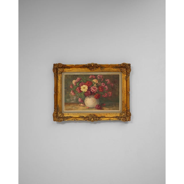 20th Century Belgian Still Life Bouquet Painting in Wooden Frame For Sale - Image 18 of 18