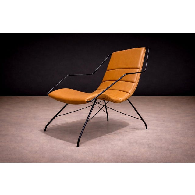 Metal Armchair in Brown Leather & Iron, Carlo Hauner, 1950s For Sale - Image 7 of 10