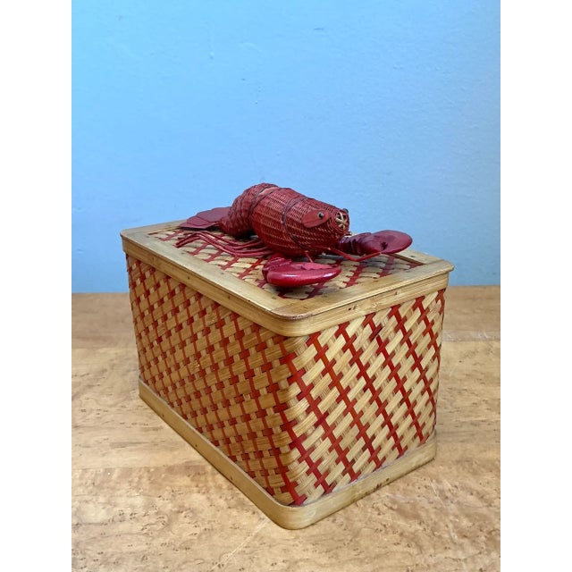 Mid-Century Modern Vintage Shanghai Weave Rattan Lobster Box For Sale - Image 3 of 12