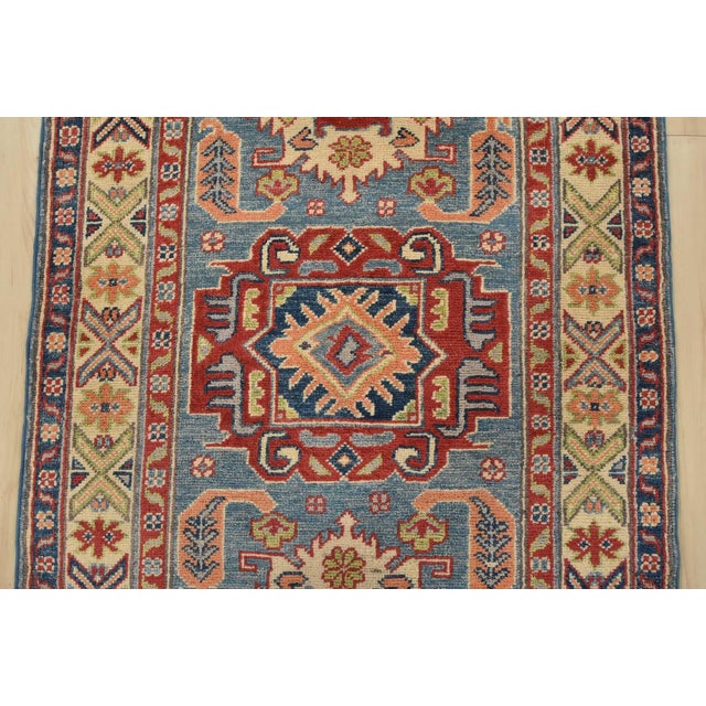 2020s Kazak Runner 2’9” X 9’6” Blue Wool Tribal Hand-Knotted Oriental Rug For Sale - Image 5 of 11