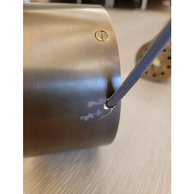 Apparatus Studio Cylinder Pendant Light in Aged Brass & Leather For Sale - Image 18 of 18