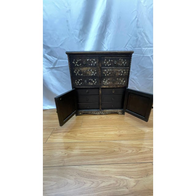 Traditional Asian Style 12 Drawer Cabinet With Marble Inlaid Top and Side Panels For Sale - Image 3 of 8