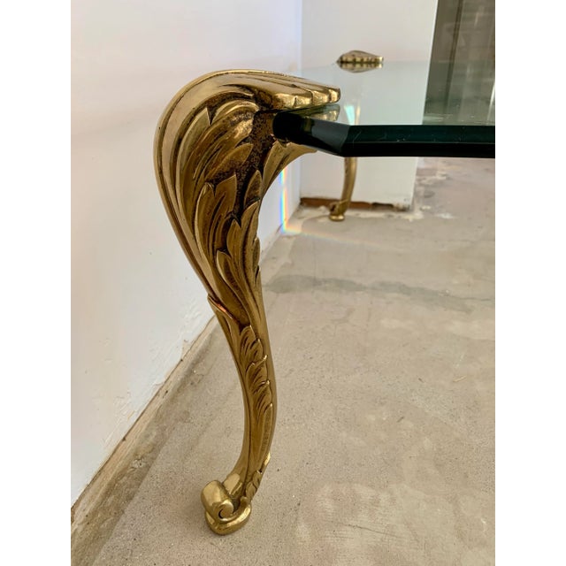 Metal P E Guerin Brass Glass Coffee Table For Sale - Image 7 of 9