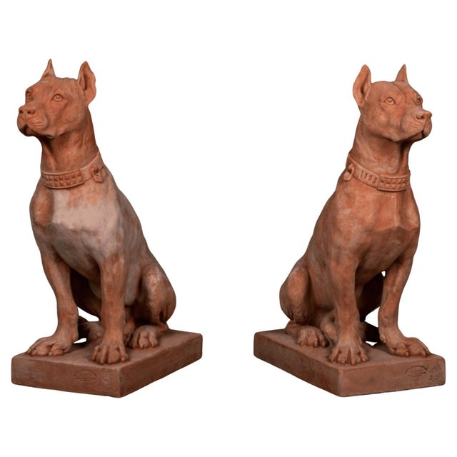 Dog Statues, Early 20th Century, Terracotta, Set of 2 For Sale - Image 6 of 8