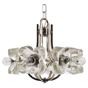 Crystal Glass Flower Pendant attributed to Sische, Germany, 1970s