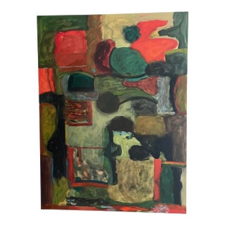 Large Abstract Acrylic Painting by Marjorie Schlossman, Signed, 48” X 36” For Sale