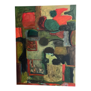 Large Abstract Acrylic Painting by Marjorie Schlossman, Signed, 48” X 36”