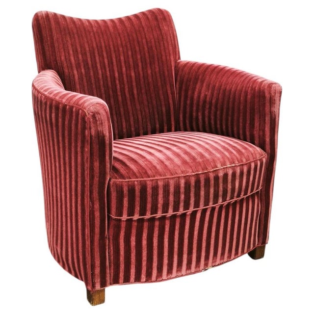 1950s Danish Modern Sculptural Velvet Lounge Armchair For Sale - Image 14 of 14
