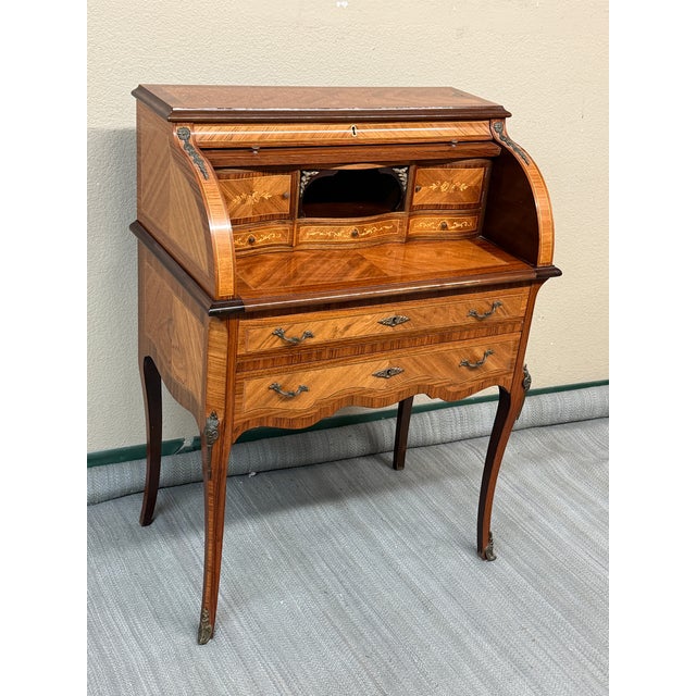 Louis XV Style Roll Top Writing Desk For Sale - Image 4 of 12