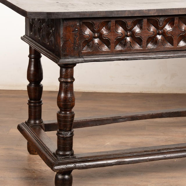 Late 18th Century Spanish Oak Console Table With Two Drawers For Sale - Image 12 of 16