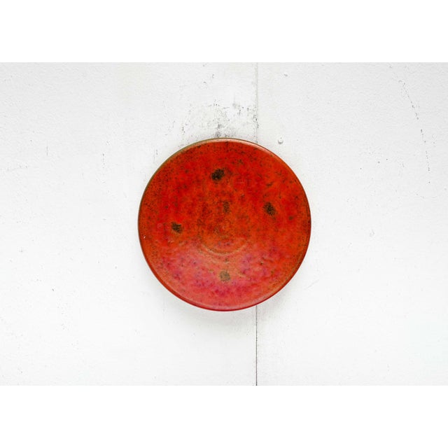 Mid-Century Modern Danish Studio Pottery Orange Wall Hanger from Signe Boesen Northroup, 1960s, in Very Good conditions....