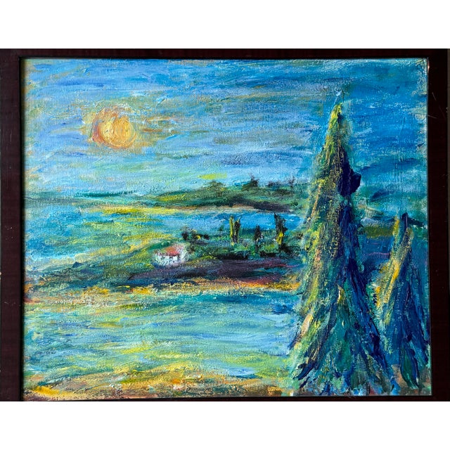 Atmospheric Mediterranean Landscape – Heavy Impasto Oil on Canvas For Sale - Image 4 of 6