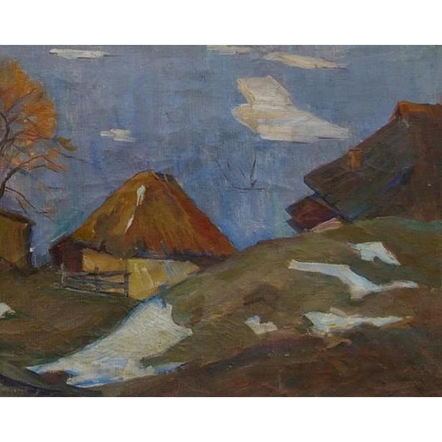 1970s Antique Impressionism Oil Painting: Autumn Rural Ukrainian Art, 1970 80-100 For Sale - Image 5 of 6