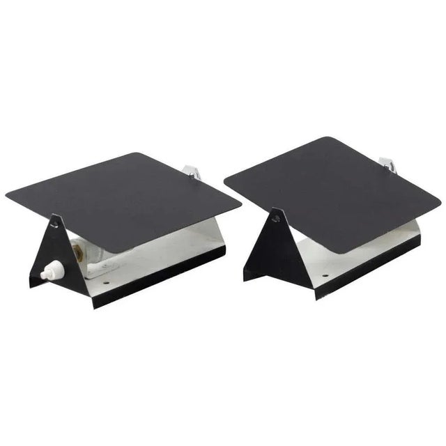 Mid-Century Modern Black Metal CP-1 Wall Lights attributed to Charlotte Perriand, Set of 2 For Sale - Image 11 of 12