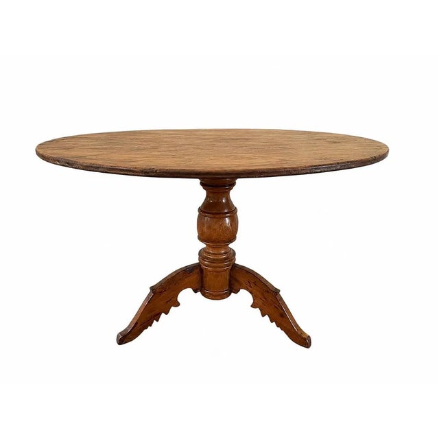 Farmhouse Antique Style Old Pine Round Farmhouse Kitchen Table For Sale - Image 3 of 6
