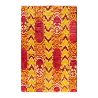 Modern, One-of-a-Kind Hand-Knotted Area Rug - Red, 3' 10" x 5' 10" For Sale