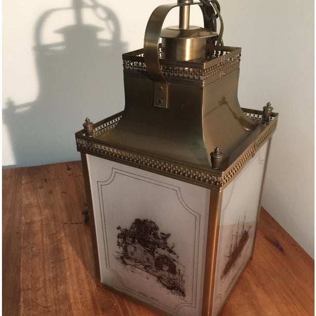 Mid-Century Modern Brass & Glass Nautical Swag/Pendant Light For Sale - Image 3 of 13