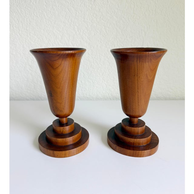 1930s Art Deco Treen Vases, a Pair For Sale In Sacramento - Image 6 of 10
