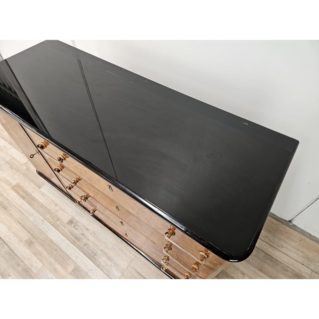 1950s Art Deco Sideboard in Briar Root and Lacquered Wood with Glass Top, 1950s For Sale - Image 5 of 18