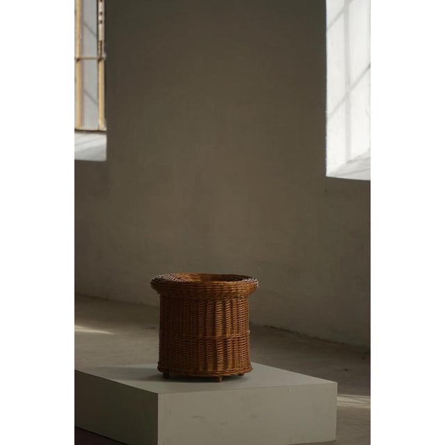 1950s Mid-Century French Bohemian Rattan Side Table or Stool, 1950s For Sale - Image 5 of 17