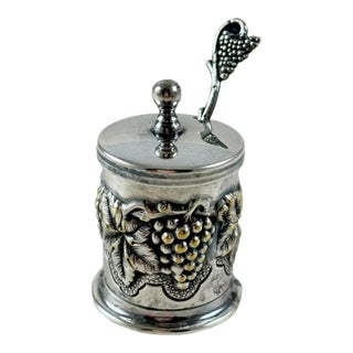 Portuguese Topazio Cazenovia Silverplate Salt Cellar With Spoon For Sale