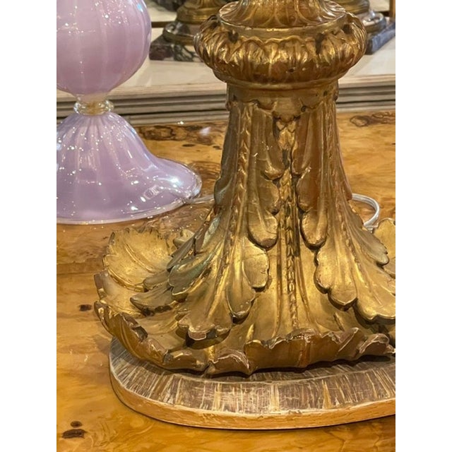 Traditional 19th Century Italian Giltwood Element as Lamp For Sale - Image 3 of 8