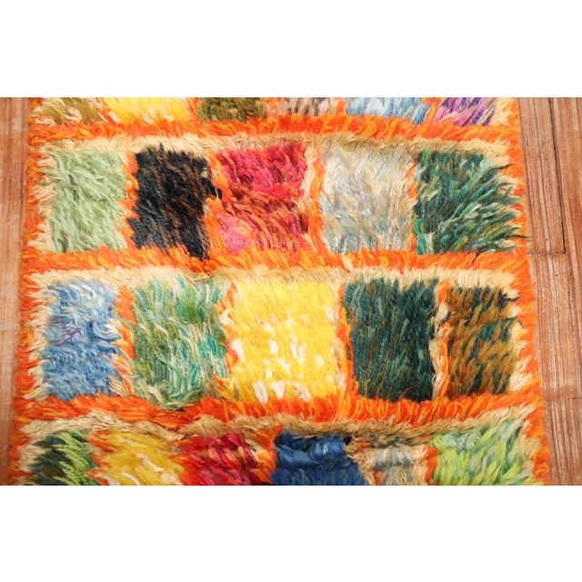 Late 20th Century Highly Decoraitve Swedish Rya Small Checkerboard Rug For Sale - Image 9 of 18