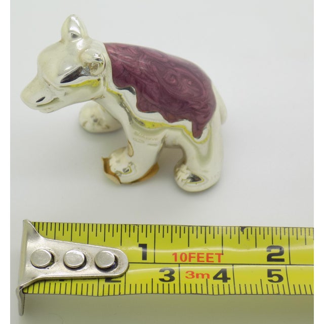 Vintage Italian Handmade Genuine Sterling Silver Enameled Bear Cub Figurine Ottaviani Rome 925 Animal Miniature Cabinet Curiosity Rare Decor For Sale - Image 11 of 11