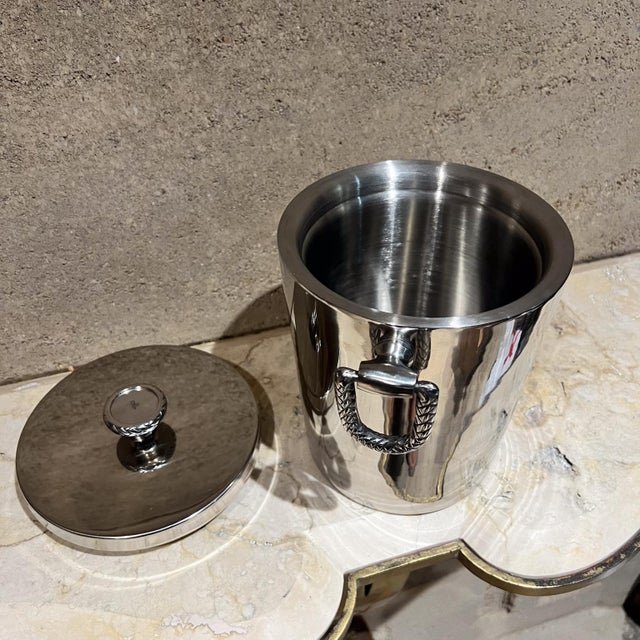 Metal 1990s Ralph Lauren Ice Bucket Equestrian Braid Chrome Plates :Polished Steel For Sale - Image 7 of 12