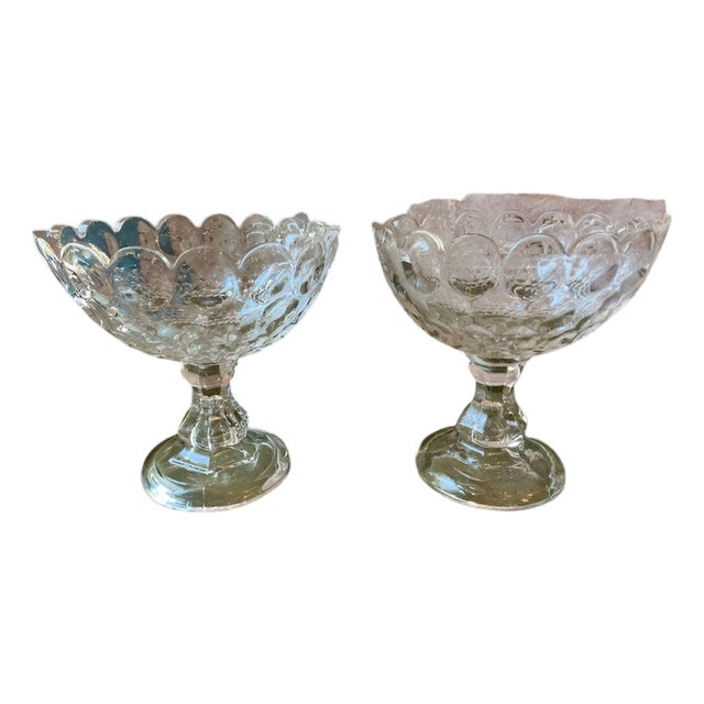 Pair of Vintage Compote Footed Bowls For Sale