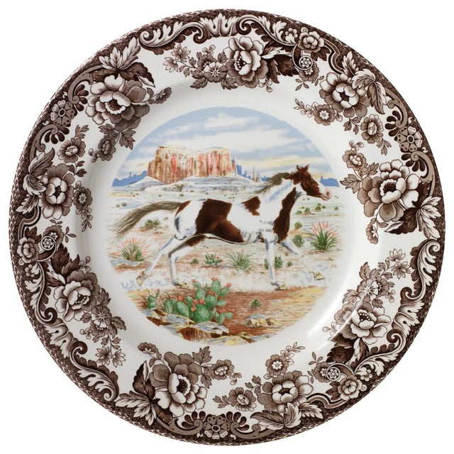 Spode Spode Woodland Horses Dinner Plate 10.5", Paint For Sale - Image 4 of 4