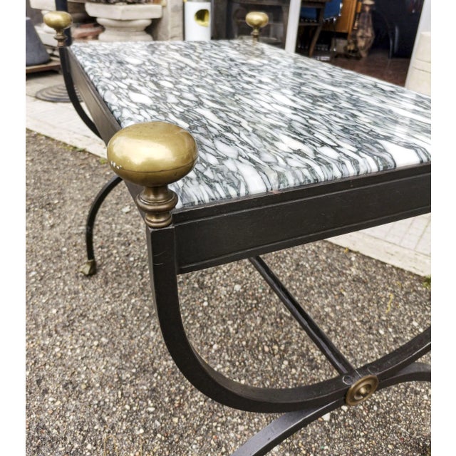 Coffee Table in Wrought Iron & Marble Top, Italy, 1980s For Sale - Image 4 of 8