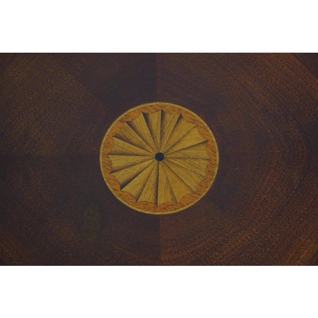 Wood Hickory Chair Mahogany Inlaid Drum Table For Sale - Image 7 of 17
