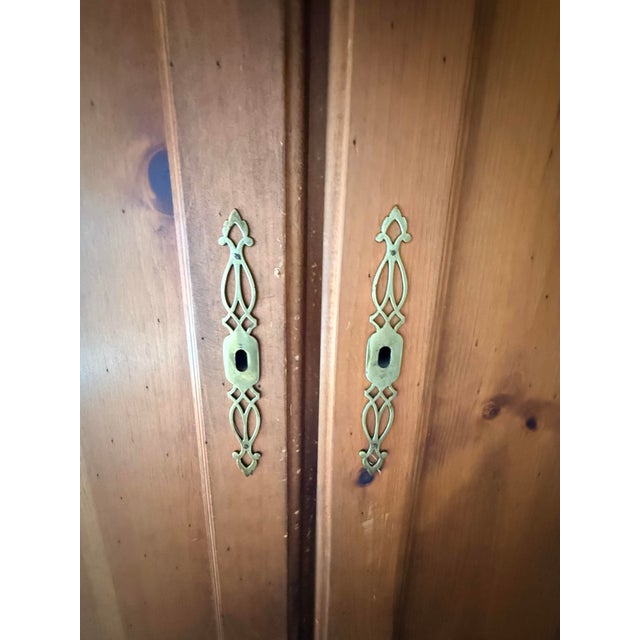 Traditional Vintage Double Door Solid Pine Armoire For Sale - Image 3 of 6