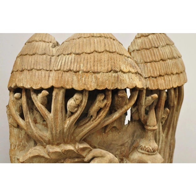 Vintage Burmese Carved Wood Oriental Large Figural Statue Sculpture on Base For Sale - Image 10 of 12