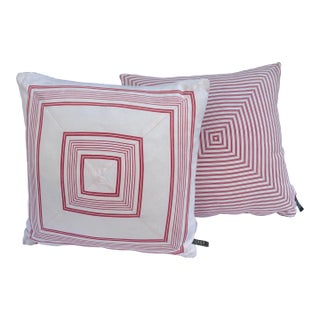 Lauren Ralph Lauren Red Stripe Pillow Covers With Inserts- Set of Two For Sale