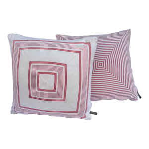 Lauren Ralph Lauren Red Stripe Pillow Covers With Inserts- Set of Two